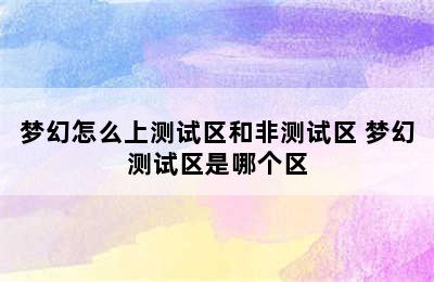 梦幻怎么上测试区和非测试区 梦幻测试区是哪个区